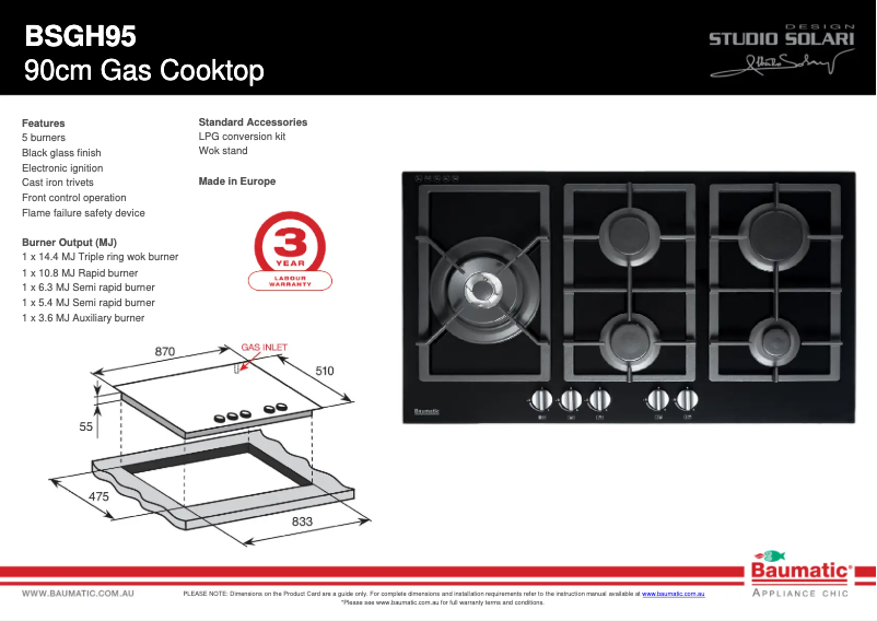Image de la première page du manuel de l'appareil BSGH95-ANZ