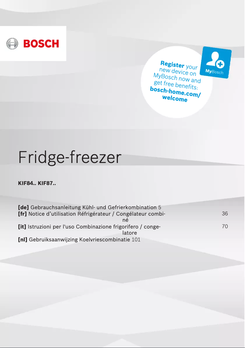 Page n°1 - Manuel utilisateur Bosch KIF87SDD0