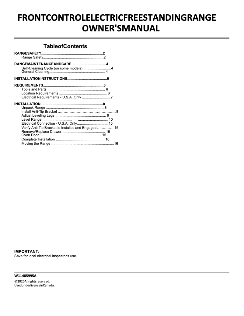 Imagen de la primera página del manual del dispositivo WEE515SALW