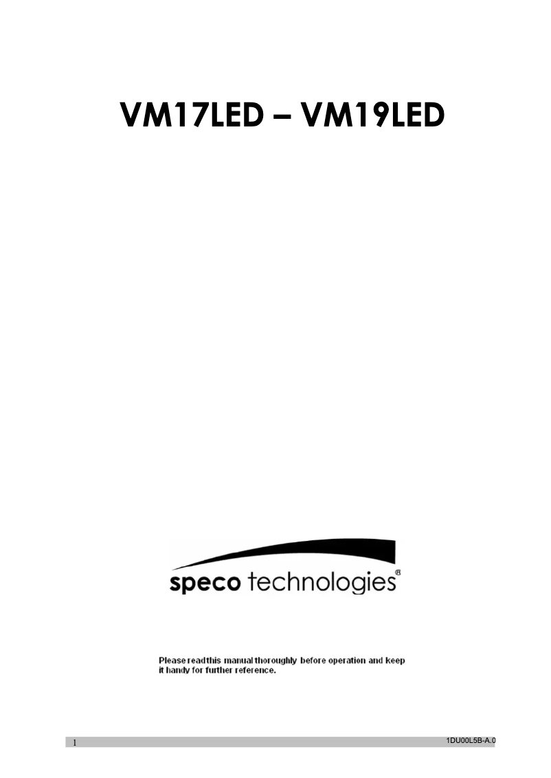 Page 1 de la notice Manuel utilisateur Speco Technologies VM17LED