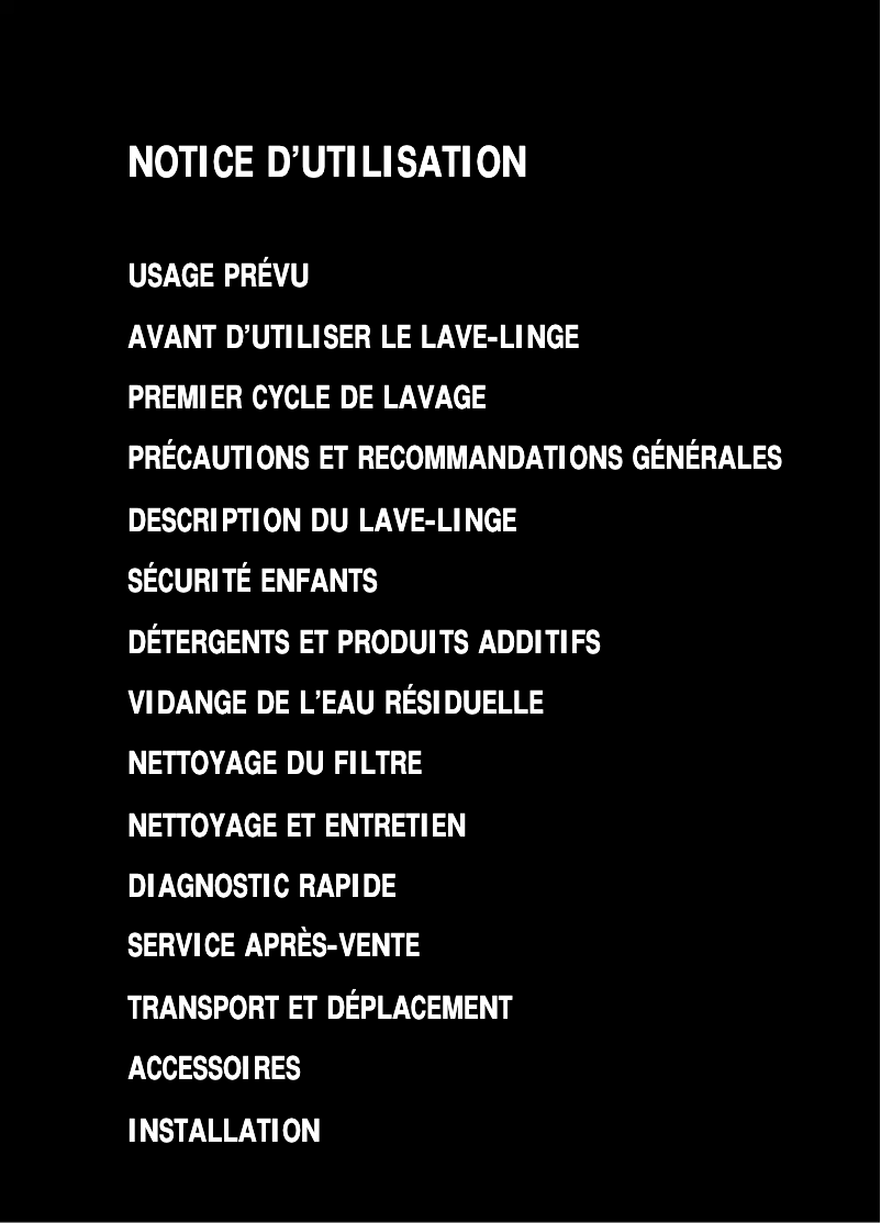 Page 1 de la notice Manuel utilisateur Whirlpool AWM 1111