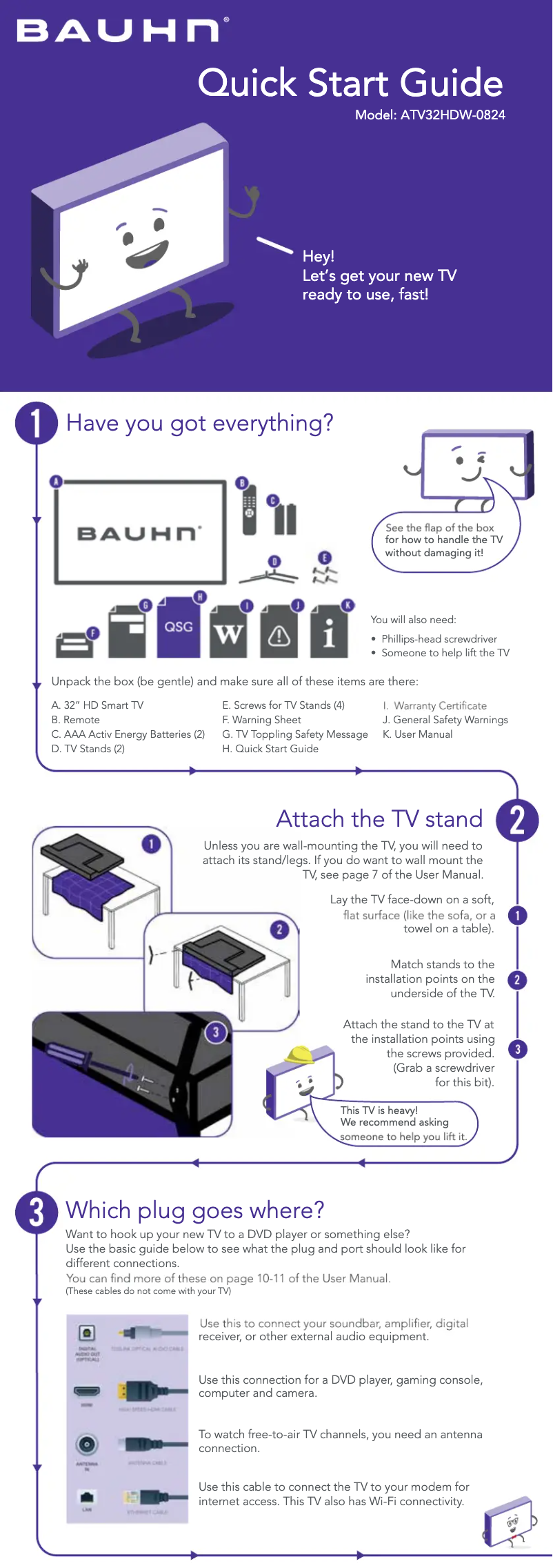 Page 1 de la notice Manuel utilisateur Bauhn ATV32HDW-0824