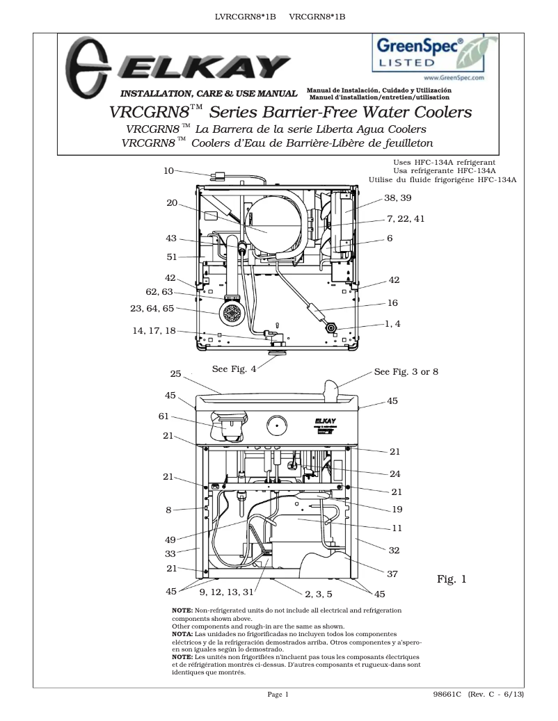 Página 1 del manual Manual de usuario Elkay LVRCGRN8