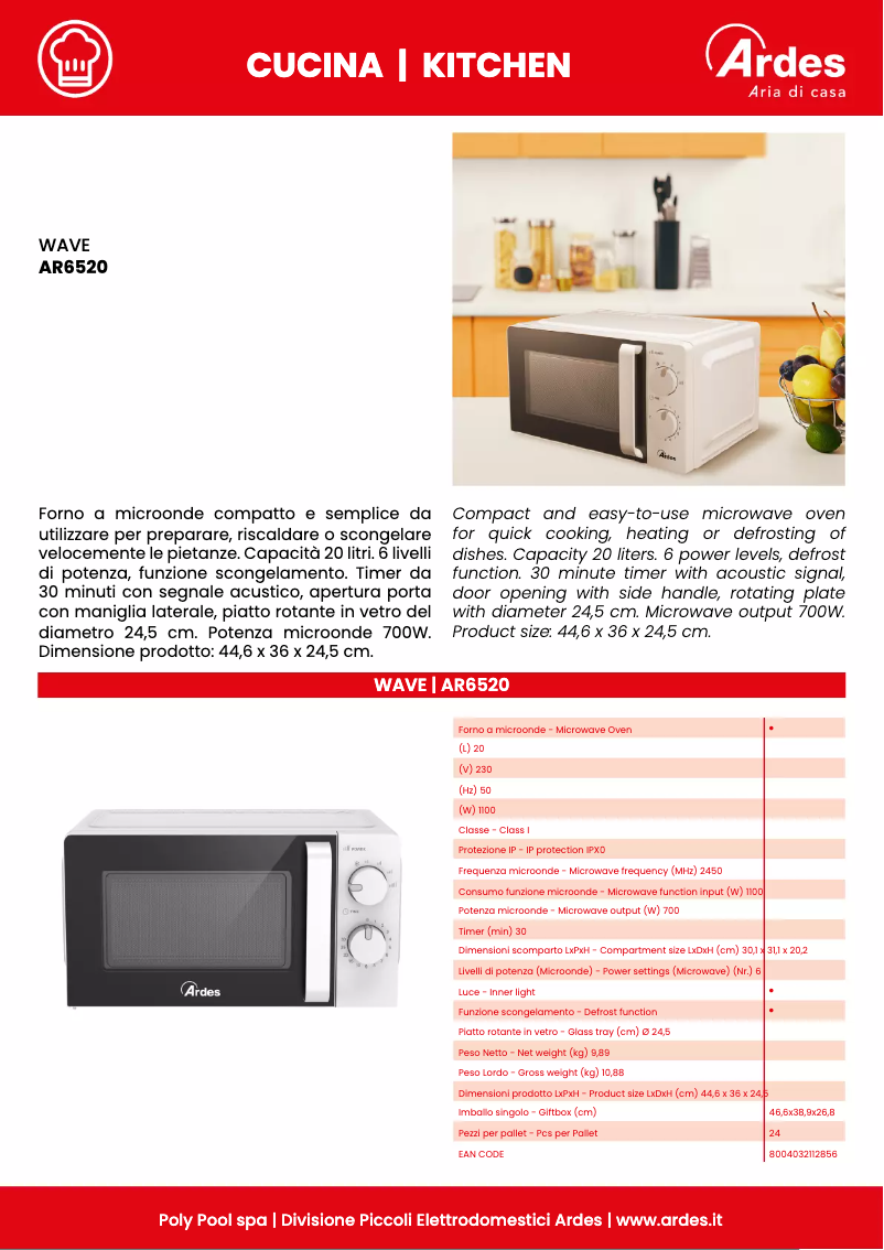 Página 1 del manual Ficha técnica Ardes AR6520