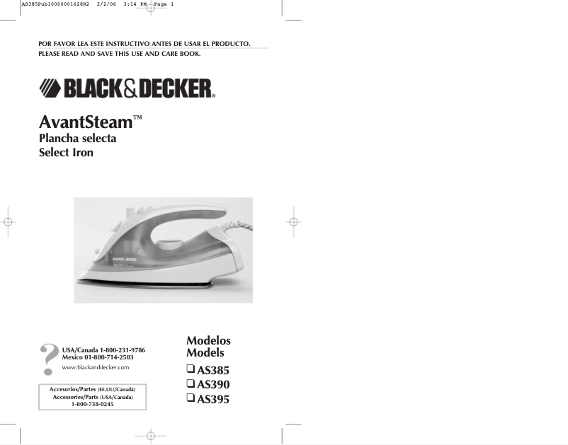 Page 1 de la notice Manuel utilisateur Black & Decker AvantSteam AS390