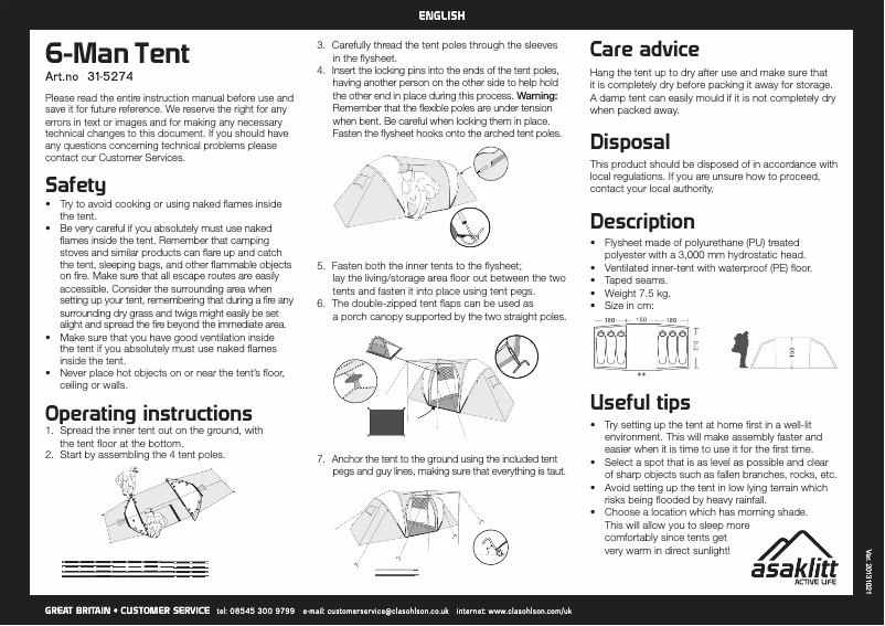 Página 1 del manual Manual de usuario Asaklitt 31-5274