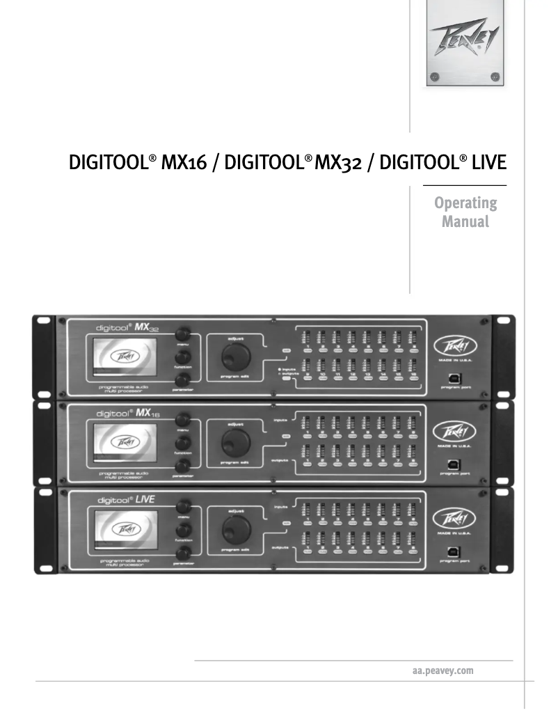 Page 1 de la notice Manuel utilisateur Peavey Digitool MX16