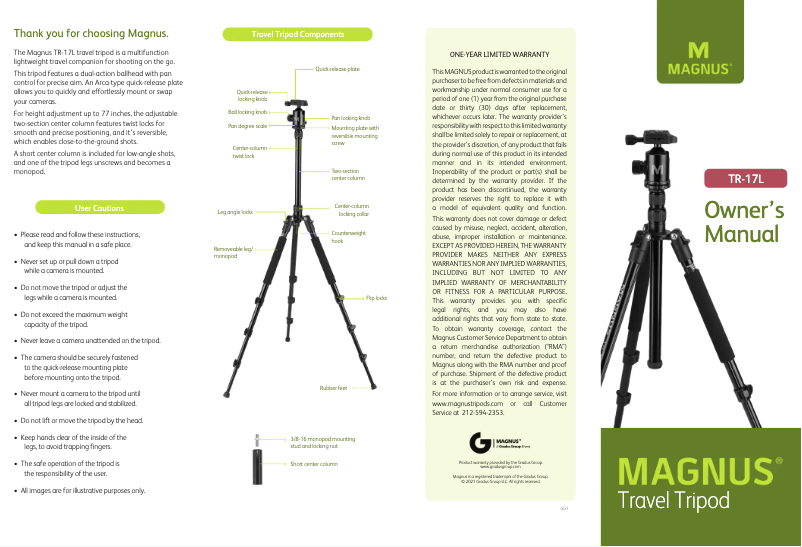 Page n°1 - Manuel utilisateur Magnus TR-17L