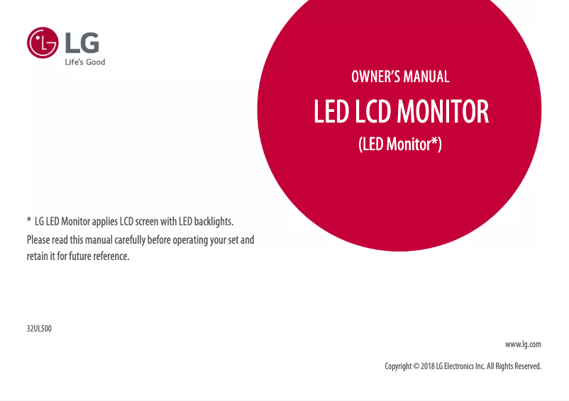 Page n°1 - Manuel utilisateur LG 32UL500