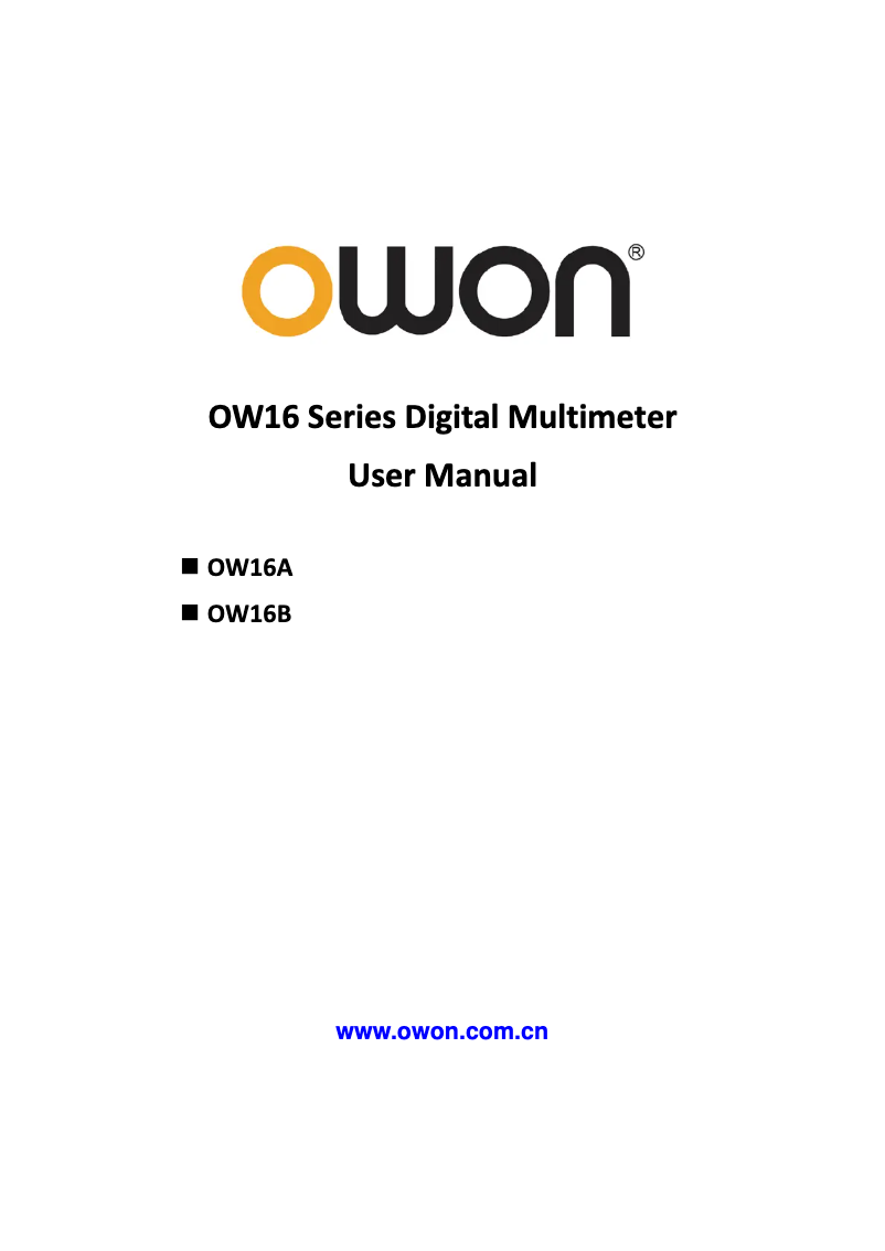 Page n°1 - Manuel utilisateur Owon OW16