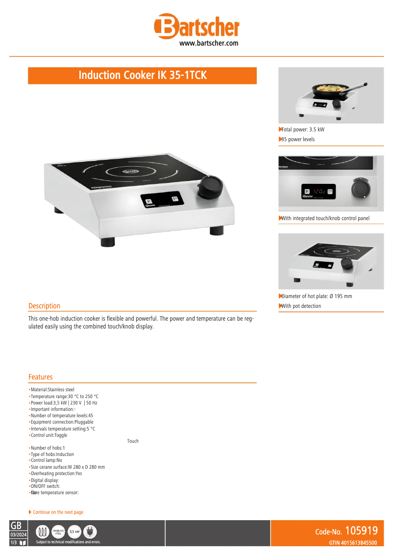Image de la première page du manuel de l'appareil IK 35-1TCK