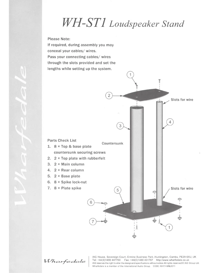 Page 1 de la notice Manuel utilisateur Wharfedale WH-ST1