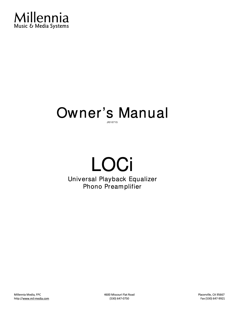 Image de la première page du manuel de l'appareil LOCI