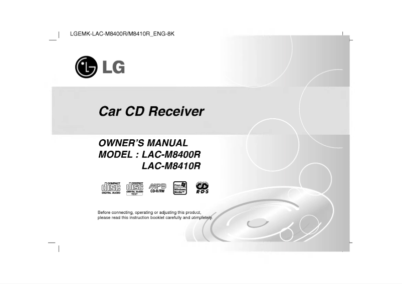 Page 1 de la notice Manuel utilisateur LG LAC-M8400R
