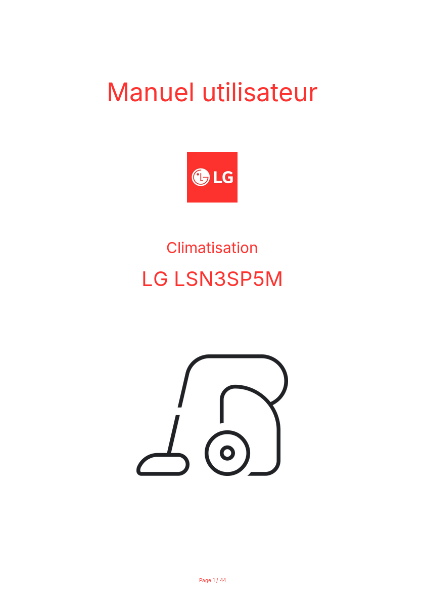 Page n°1 - Manuel utilisateur LG LSN3SP5M
