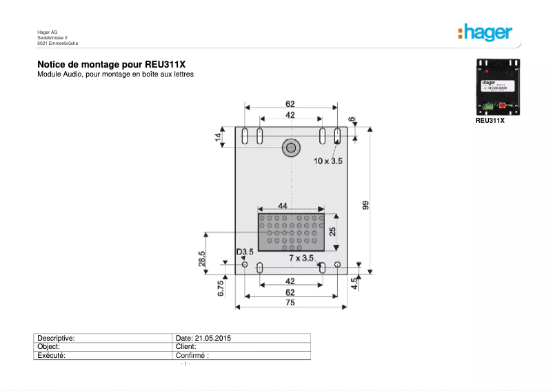 Image de la première page du manuel de l'appareil REU311X