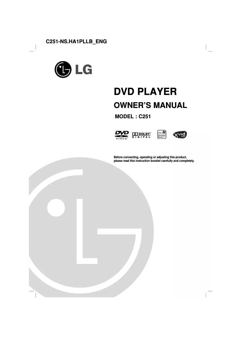 Page 1 de la notice Manuel utilisateur LG C251