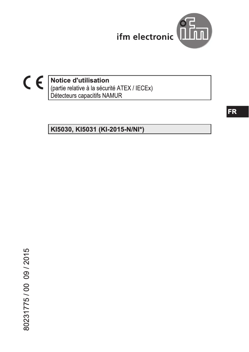 Page n°1 - Manuel utilisateur IFM KI5030