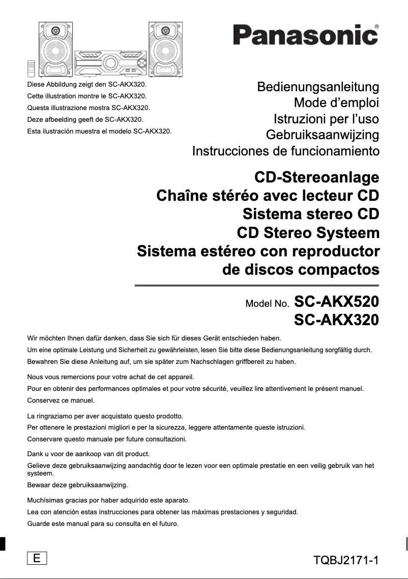 Page n°1 - Manuel utilisateur Panasonic SC-AKX320E