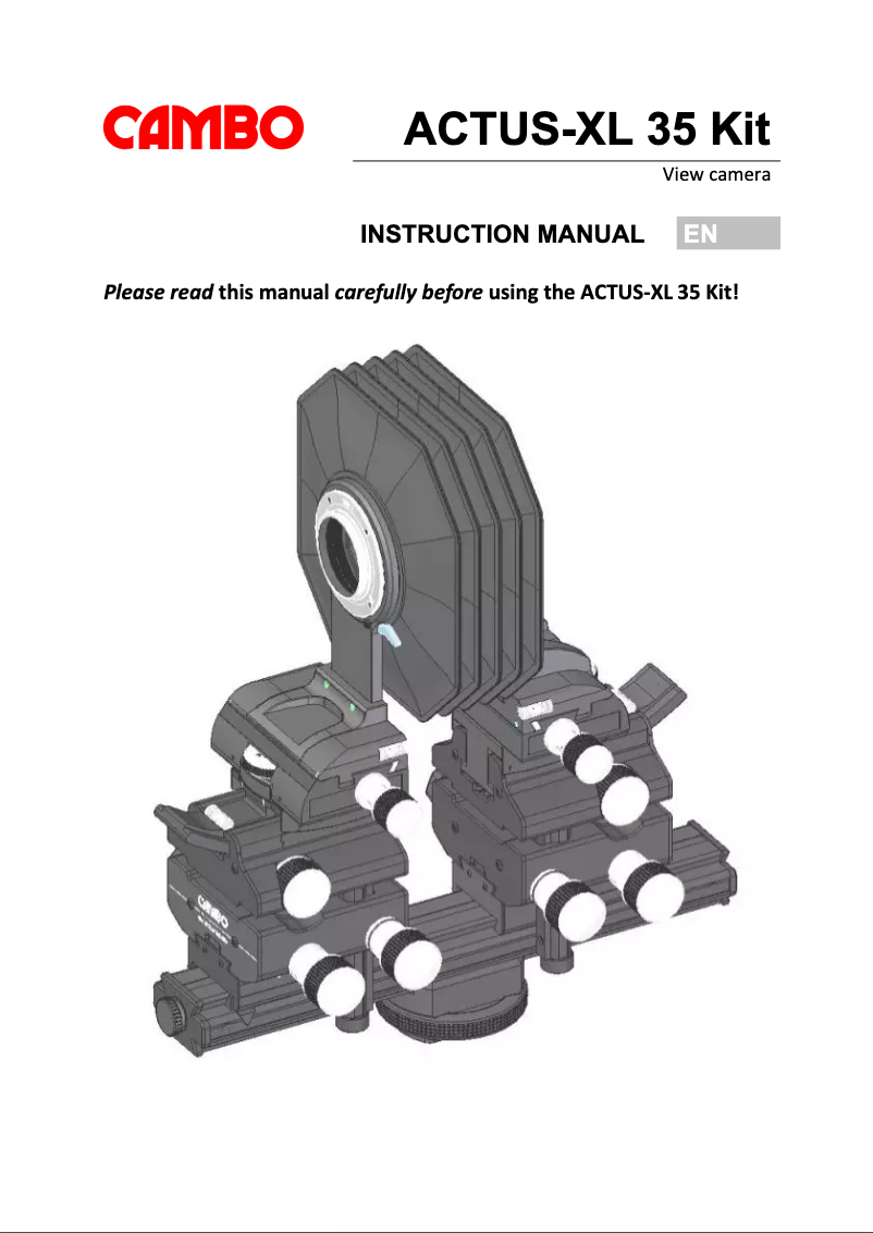 Page n°1 - Manuel utilisateur Cambo Actus-XL 35 Kit