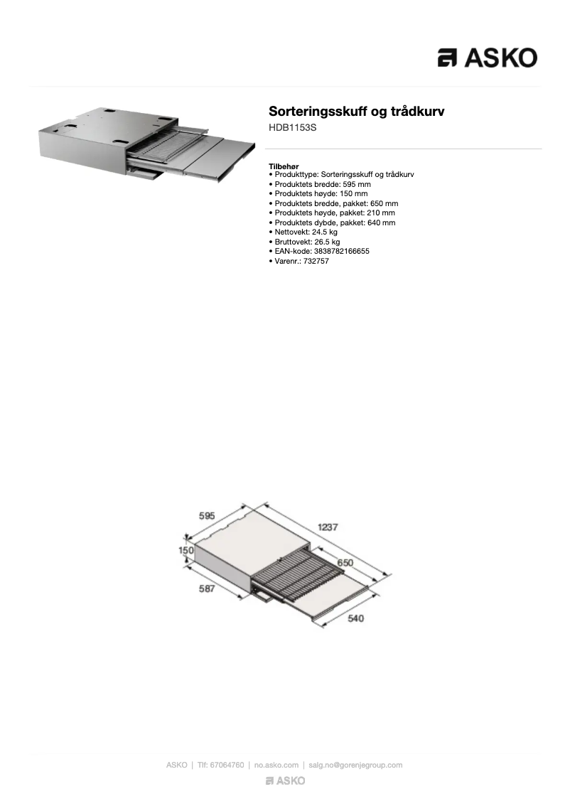 Page n°1 - Manuel utilisateur Asko HDB1153S