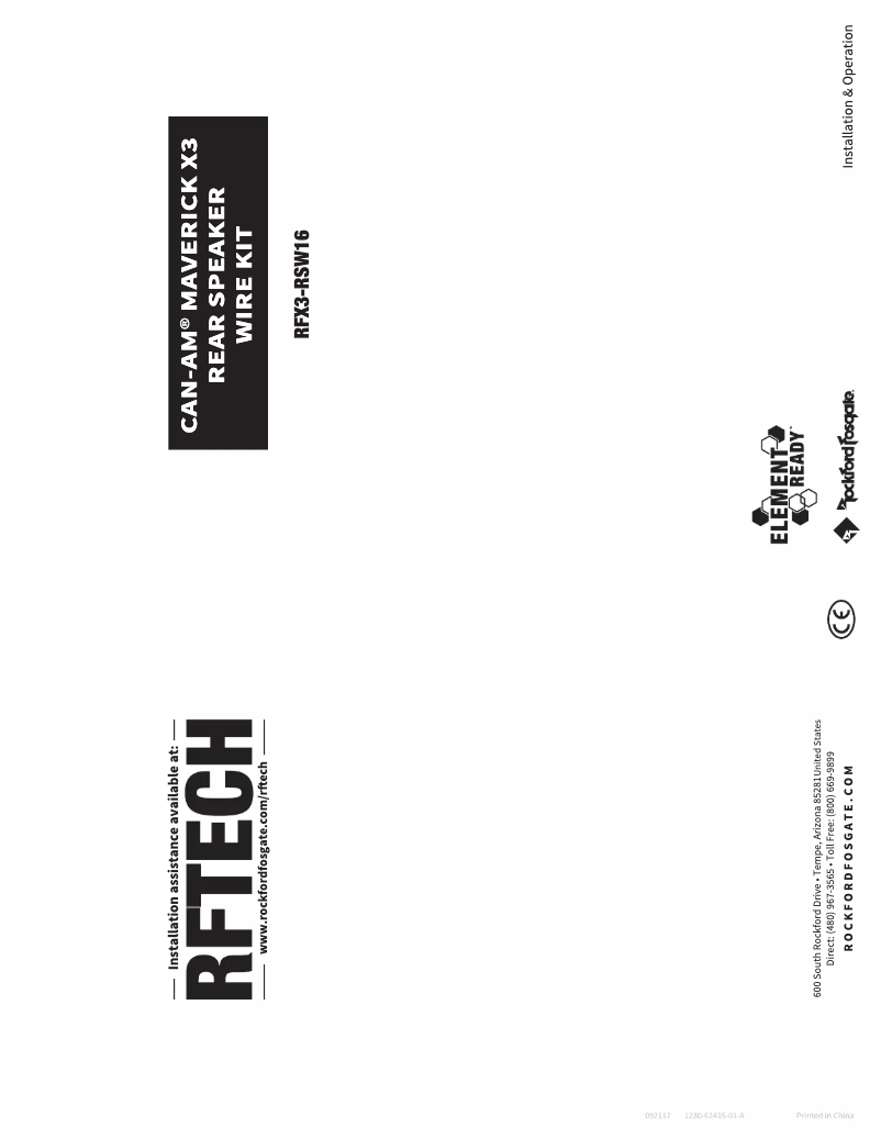 Page n°1 - Manuel utilisateur Rockford Fosgate RFX317-FWE