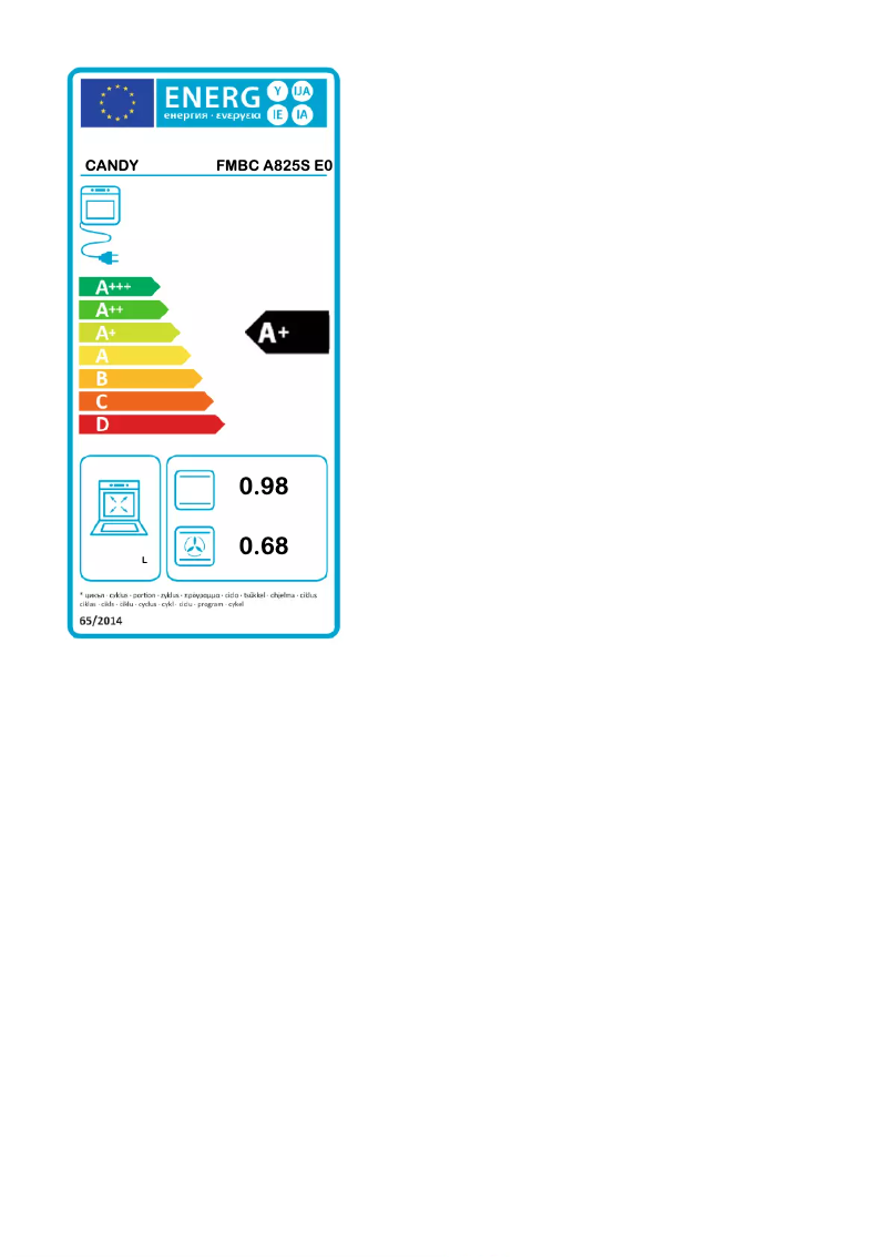 Page 1 de la notice Label énergétique Candy FMBC A825S E0