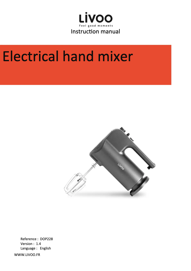 Page 1 de la notice Manuel utilisateur Livoo DOP228