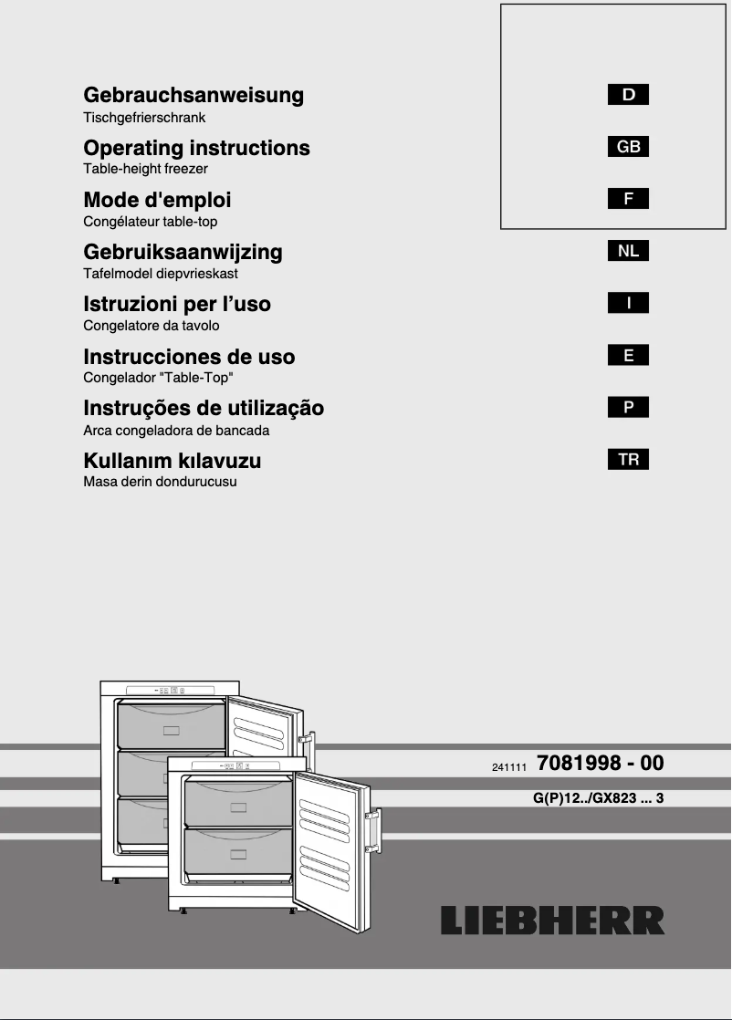 Page 1 de la notice Manuel utilisateur Liebherr GX 823