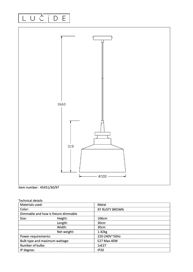 Page 1 de la notice Manuel utilisateur Lucide Camus 45451/30/97