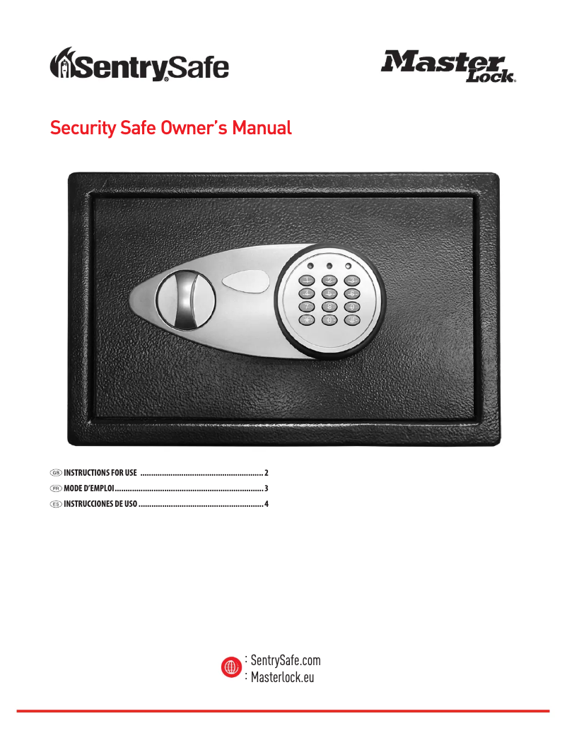 Page 1 de la notice Manuel utilisateur SentrySafe X075