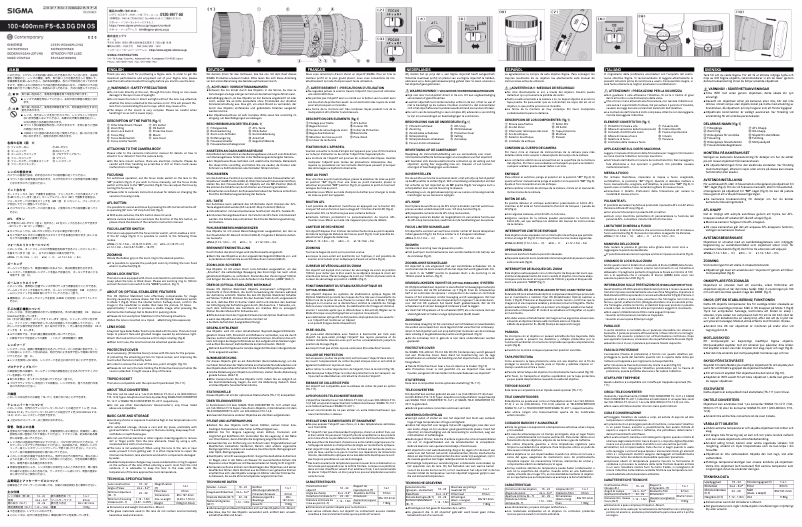Page 1 de la notice Brochure Sigma 100-400mm F5-6.3 DG DN OS
