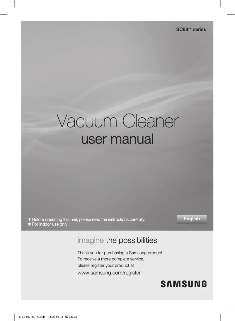 Page 1 de la notice Manuel utilisateur Samsung SC8836