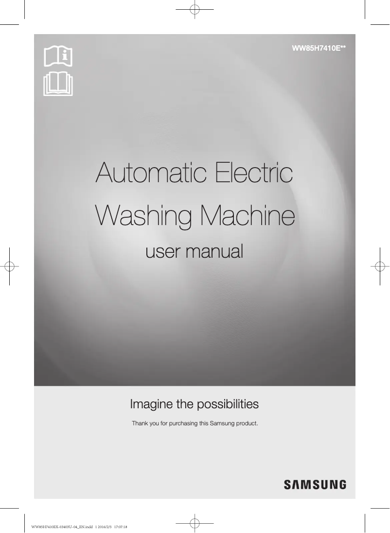 Page 1 de la notice Manuel utilisateur Samsung WW85H7410EX