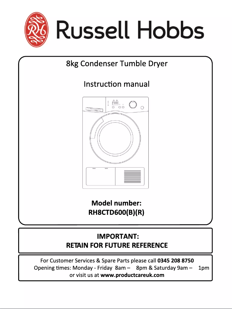 Page 1 de la notice Manuel utilisateur Russell Hobbs RH8CTD600