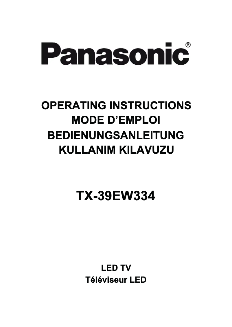 Image de la première page du manuel de l'appareil Viera TX-39EW334