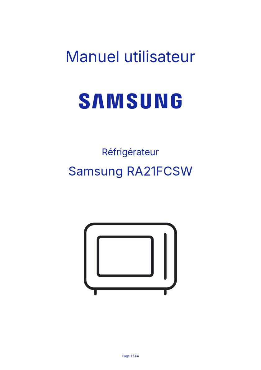 Page n°1 - Manuel utilisateur Samsung RA21FCSW