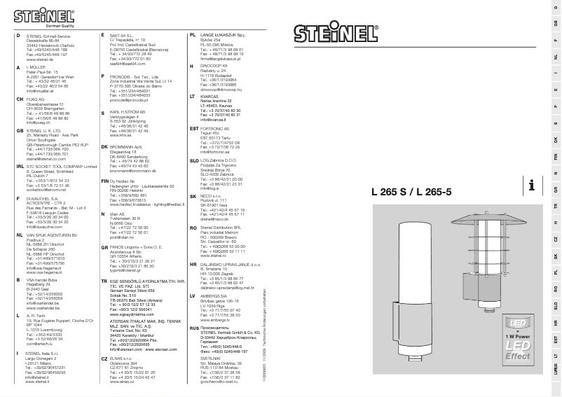Page 1 de la notice Manuel utilisateur Steinel Für L 265 S