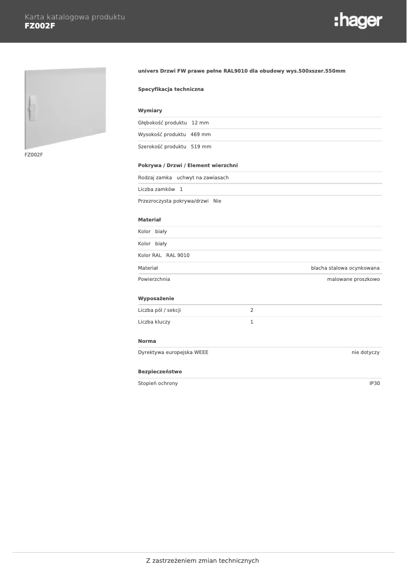 Page n°1 - Manuel utilisateur Hager FZ002F