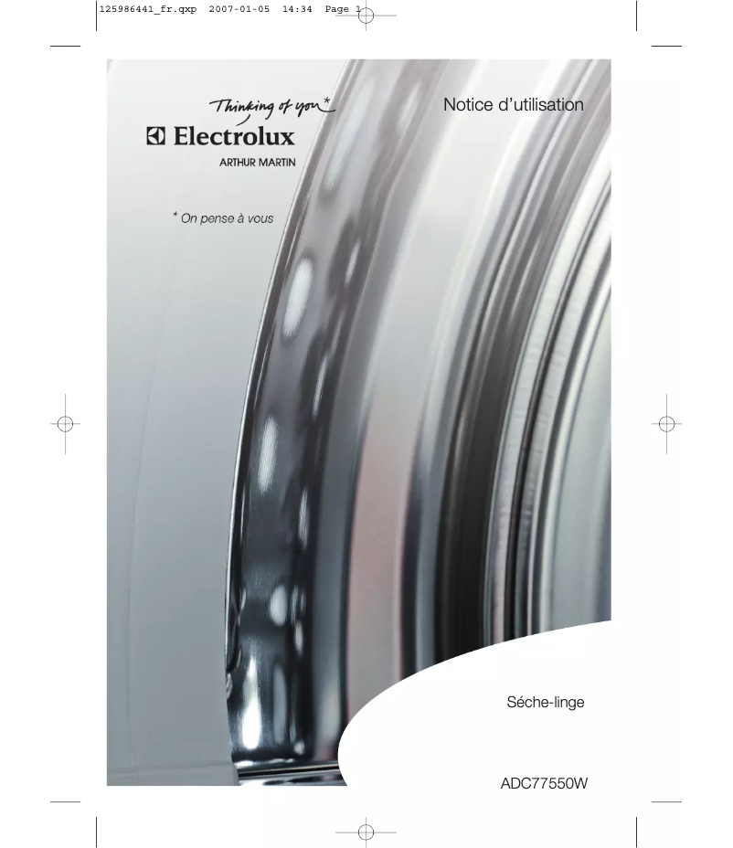 Page n°1 - Manuel utilisateur Arthur Martin-Electrolux ADC 77550 W