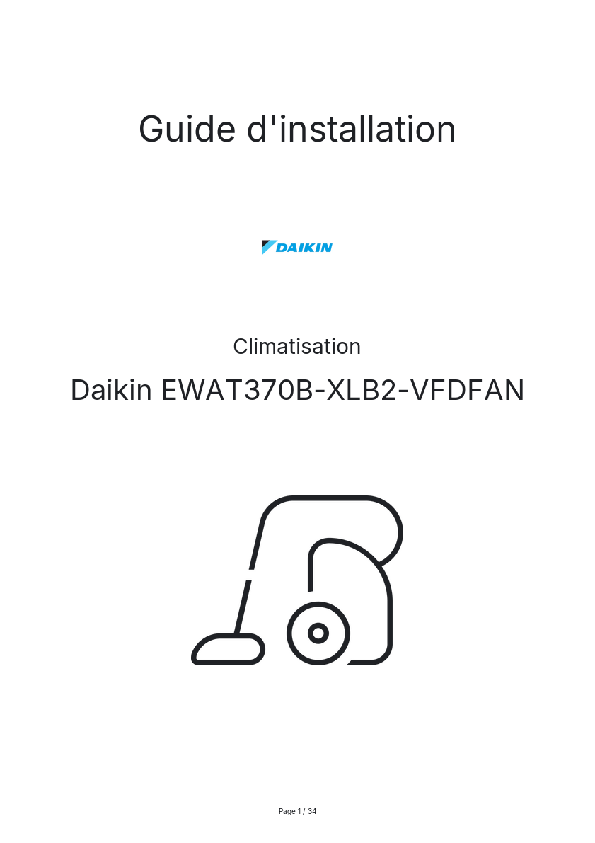 Page n°1 - Guide d'installation Daikin EWAT370B-XLB2-VFDFAN