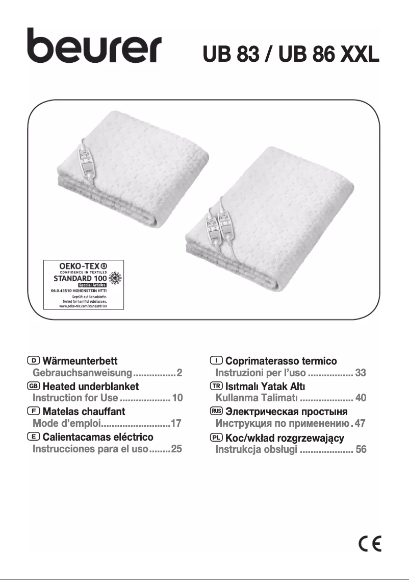 Page 1 de la notice Mode d'emploi Beurer UB 86