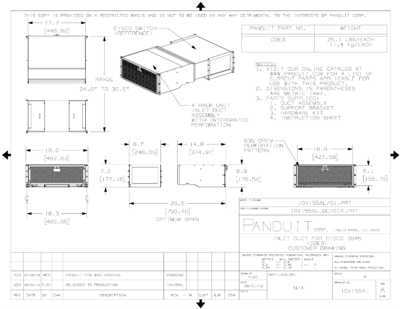 Page n°1 - Dessin technique Panduit CDE3