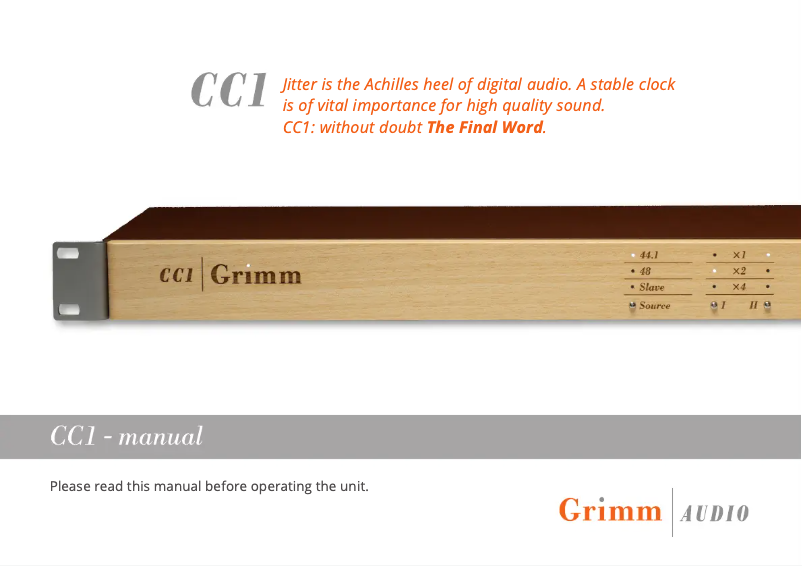 Page 1 de la notice Manuel utilisateur Grimm Audio CC1