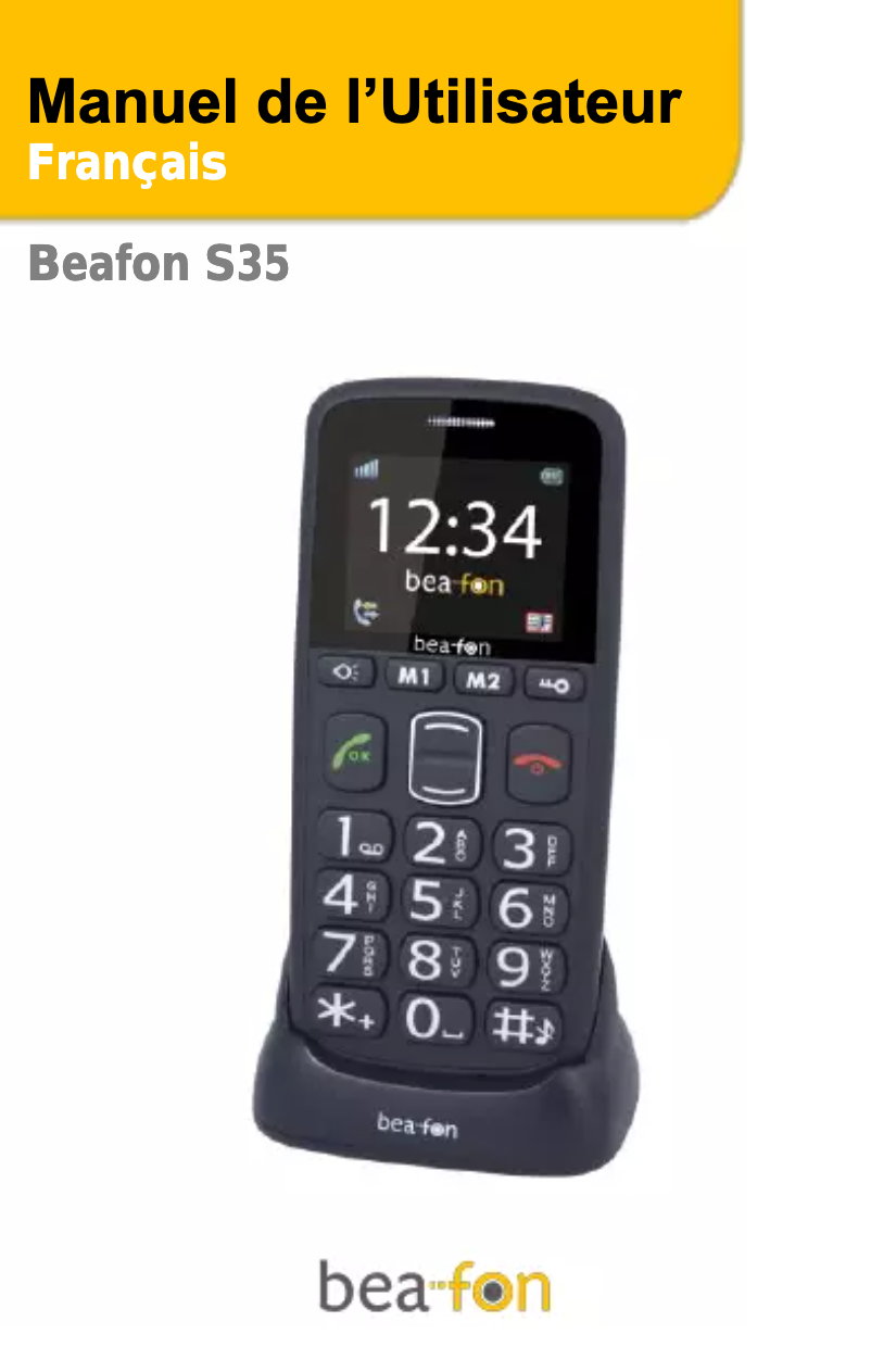 Page 1 de la notice Manuel utilisateur Bea-fon S35