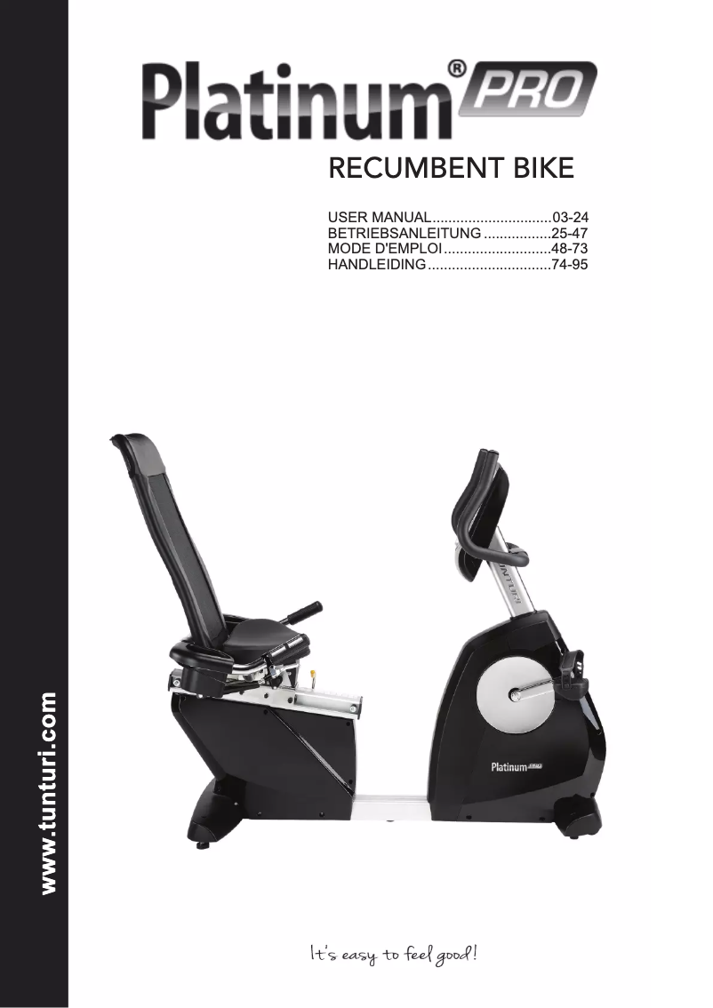 Page n°1 - Manuel utilisateur Tunturi Platinum Pro Recumbent Bike
