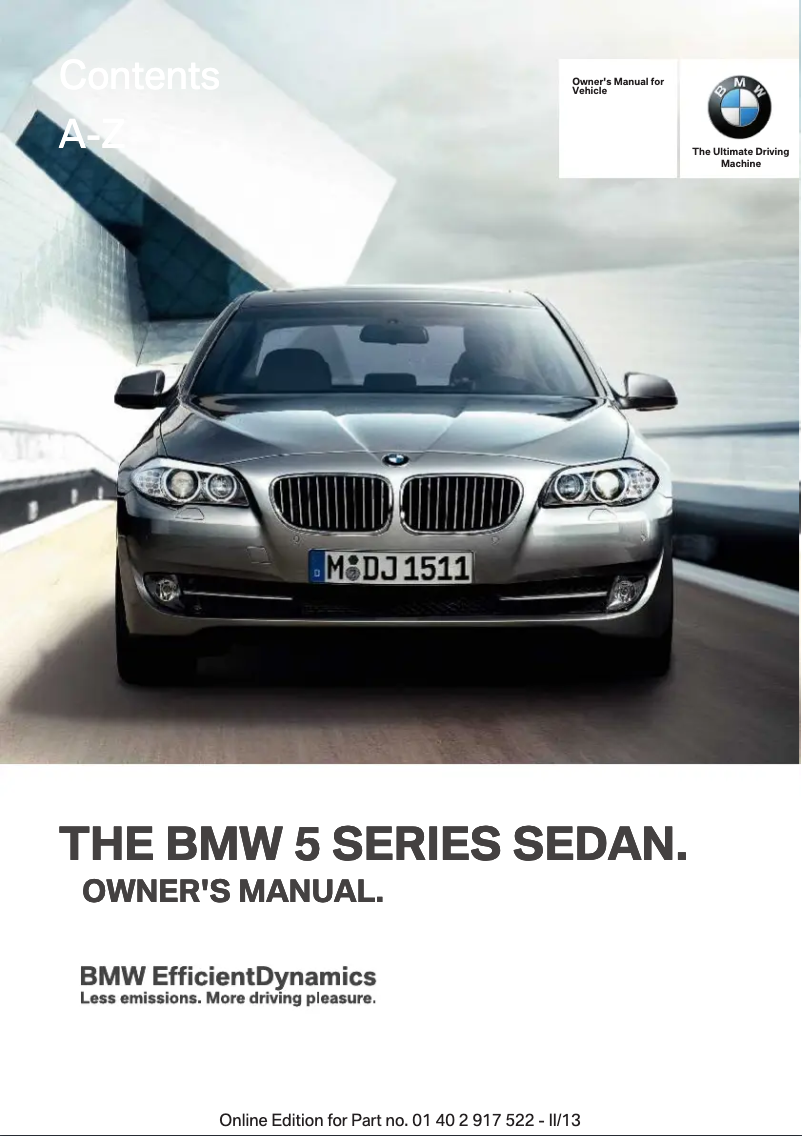 Page 1 de la notice Manuel utilisateur BMW 550i xDrive Sedan (2013)