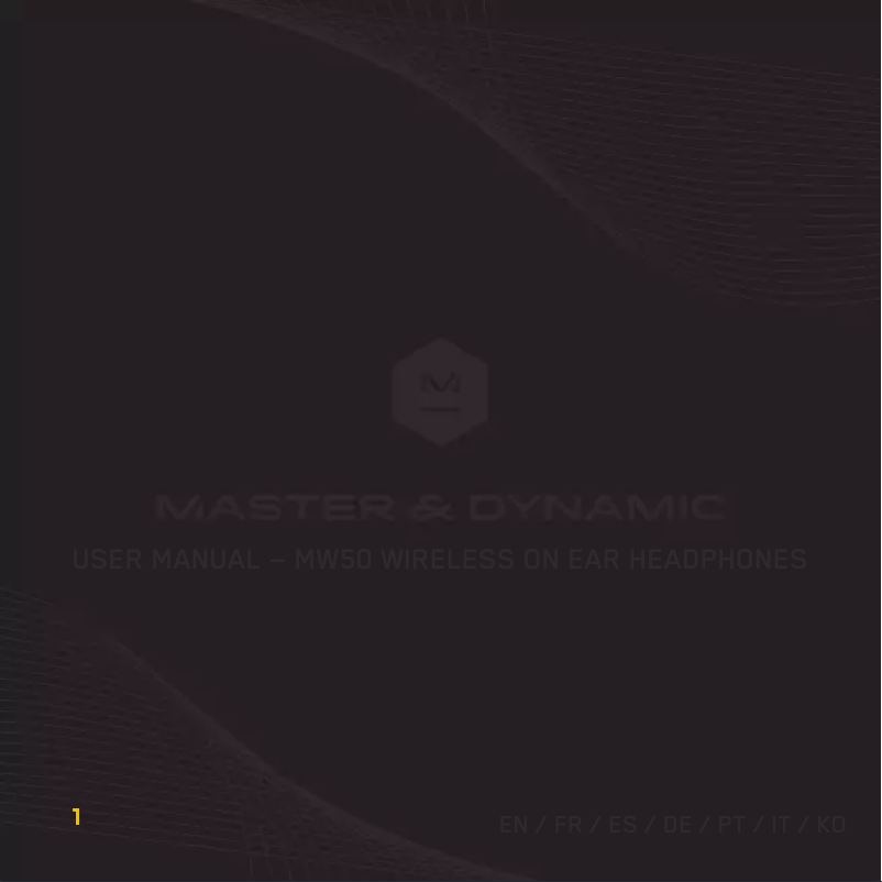 Page 1 de la notice Manuel utilisateur Master & Dynamic MW50 Wireless