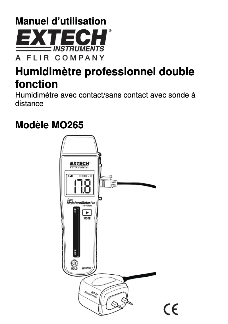 Page 1 de la notice Manuel utilisateur Extech MO265