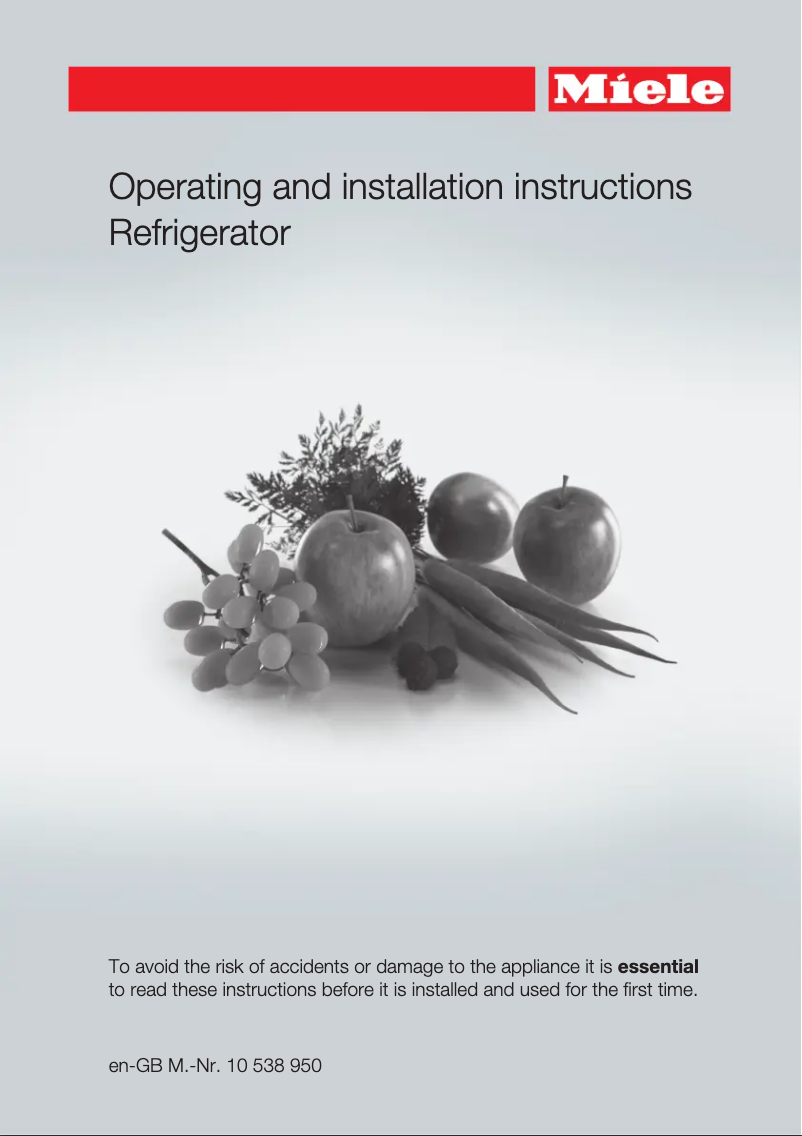 Page n°1 - Manuel utilisateur Miele K 28202 D ws